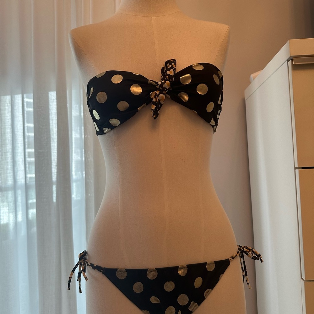 Victoria's Secret Black and Gold Polka Dot Bikini